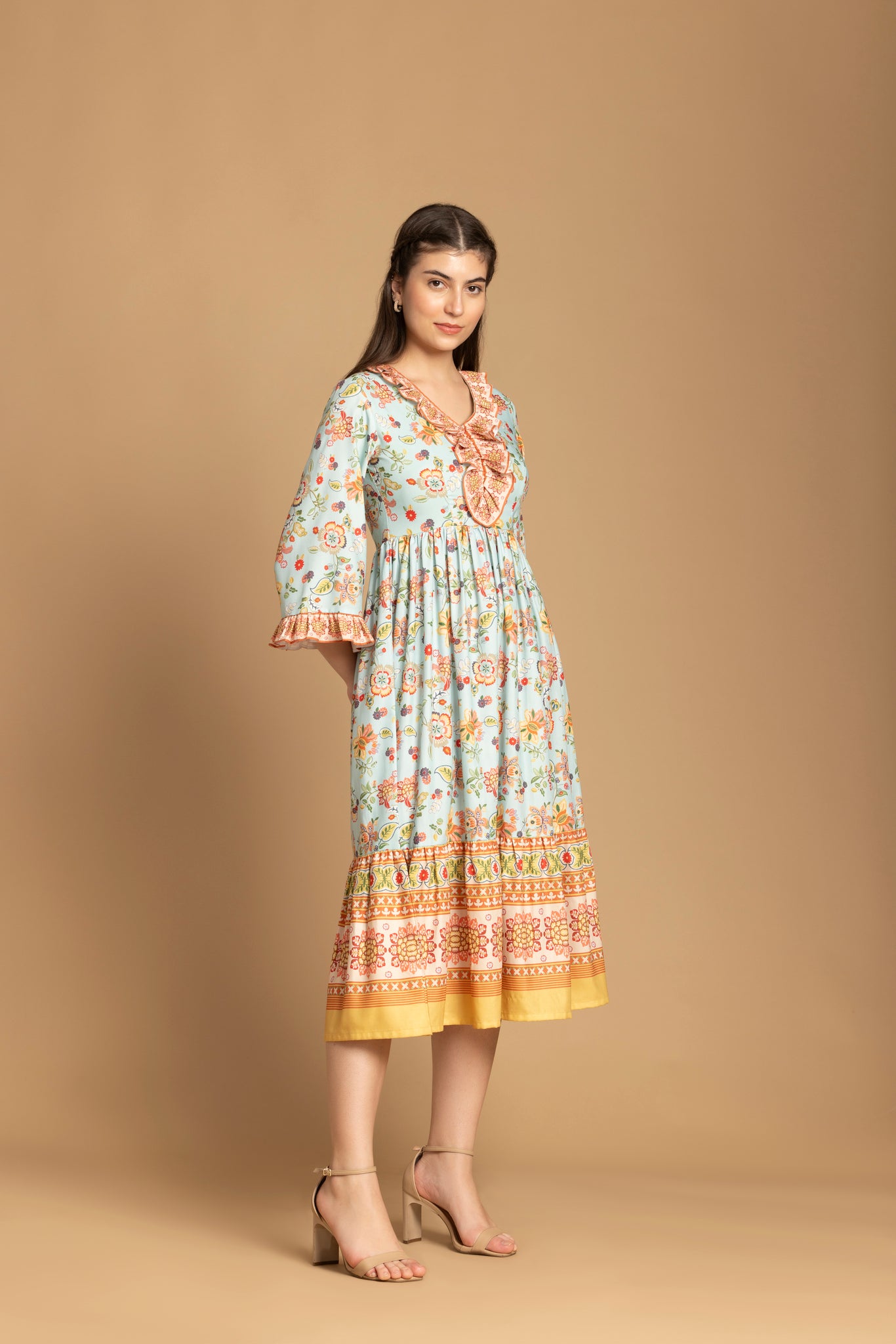 MultiColor Floral Printed Maxi Dress