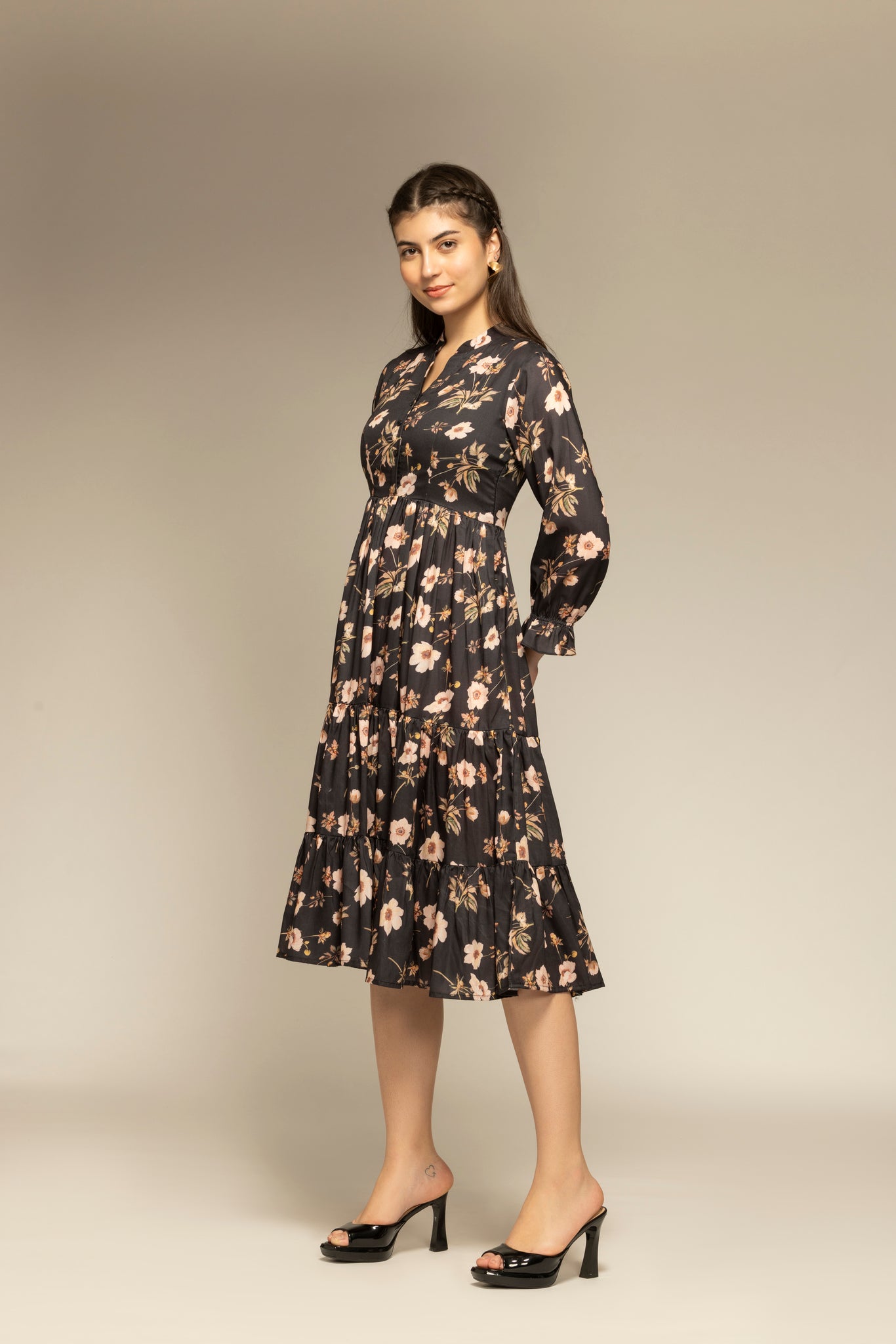 Black Floral Printed Maxi Dress