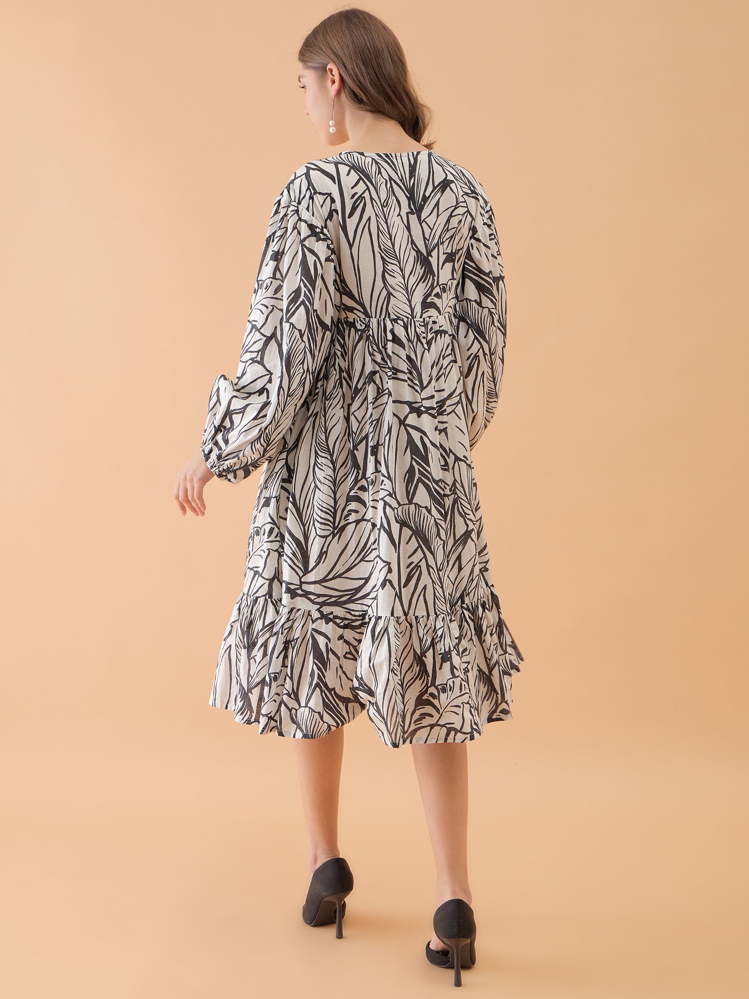 Abstract Printed Flared Maxi Dress