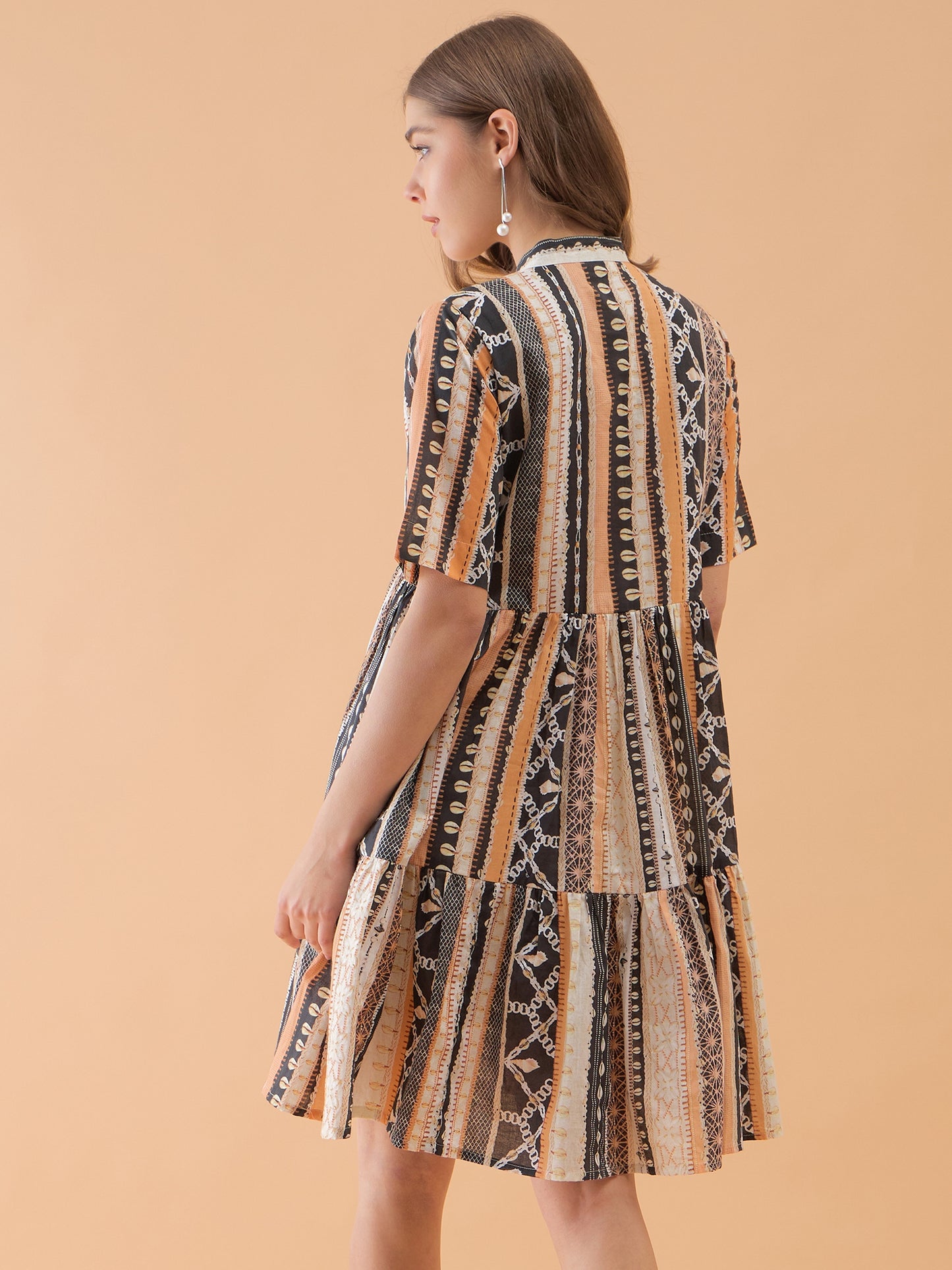 Geomatrict Printed Flared Dress