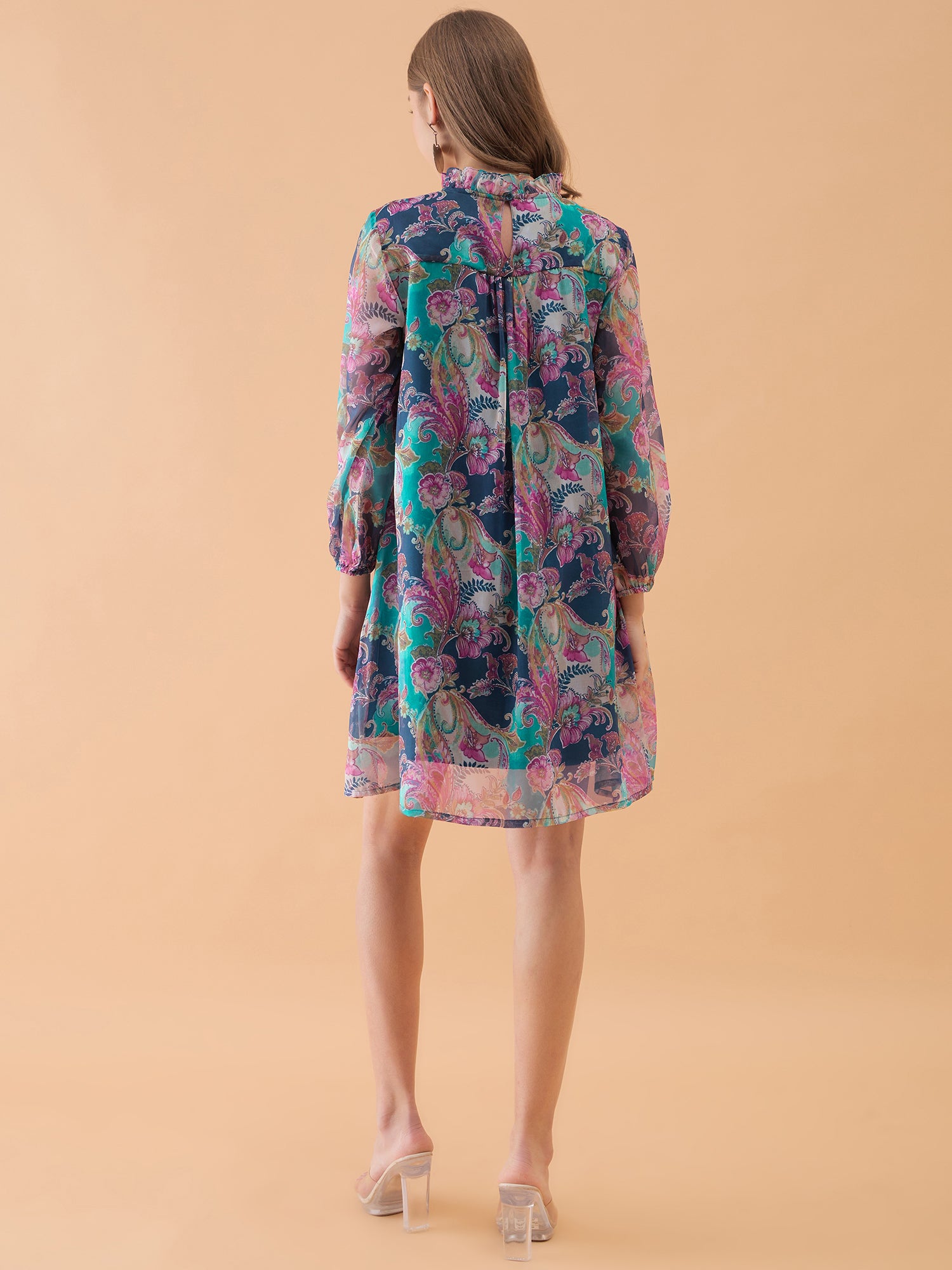 Multicolor Printed A-Line Dress