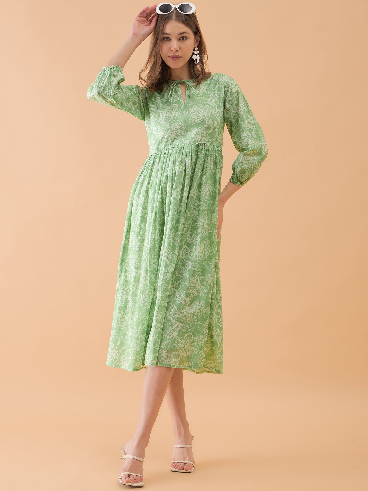 Abstract Printed Flared Dress