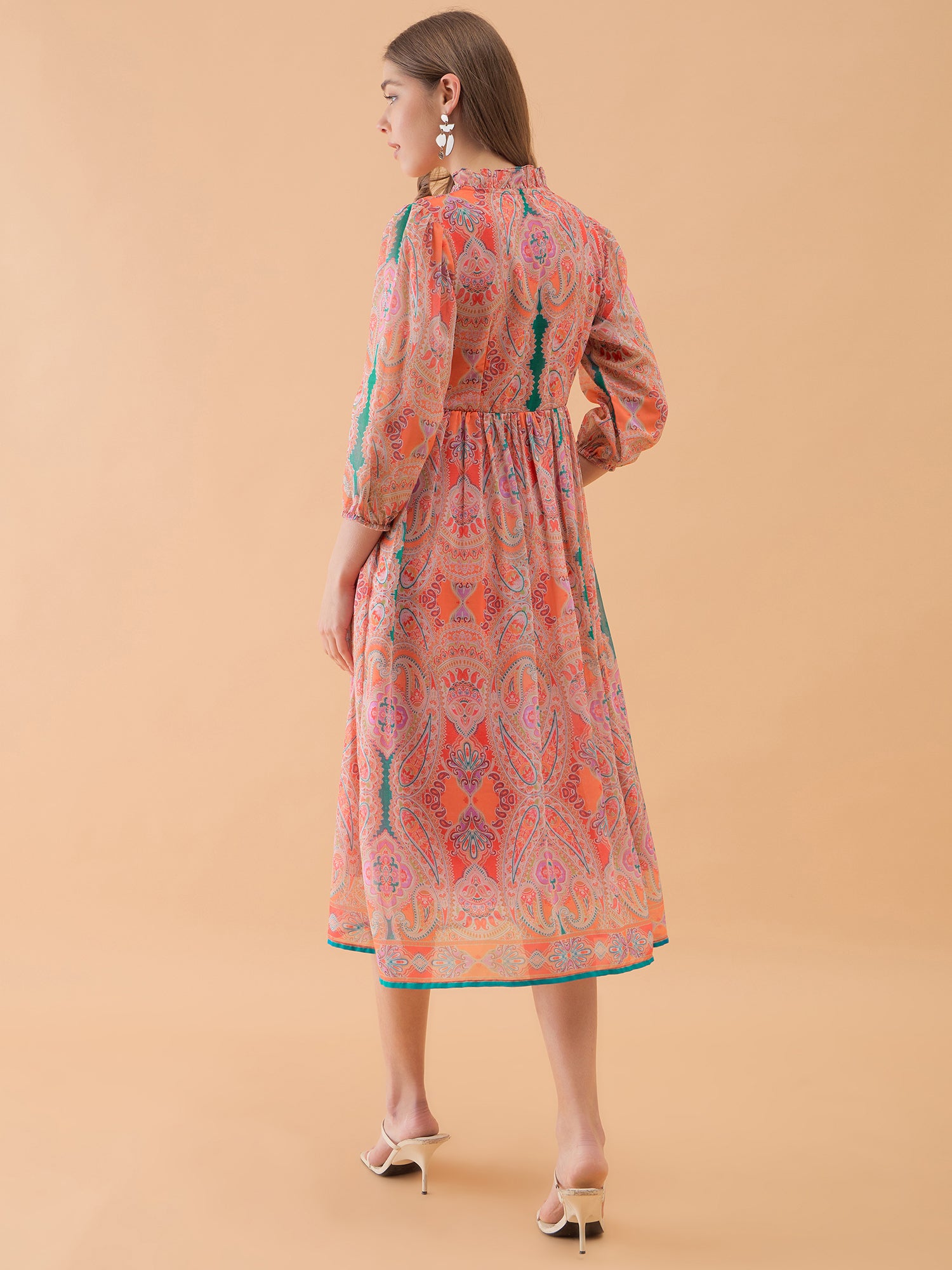Multicolor Abstract Printed Fit & Flare Dress