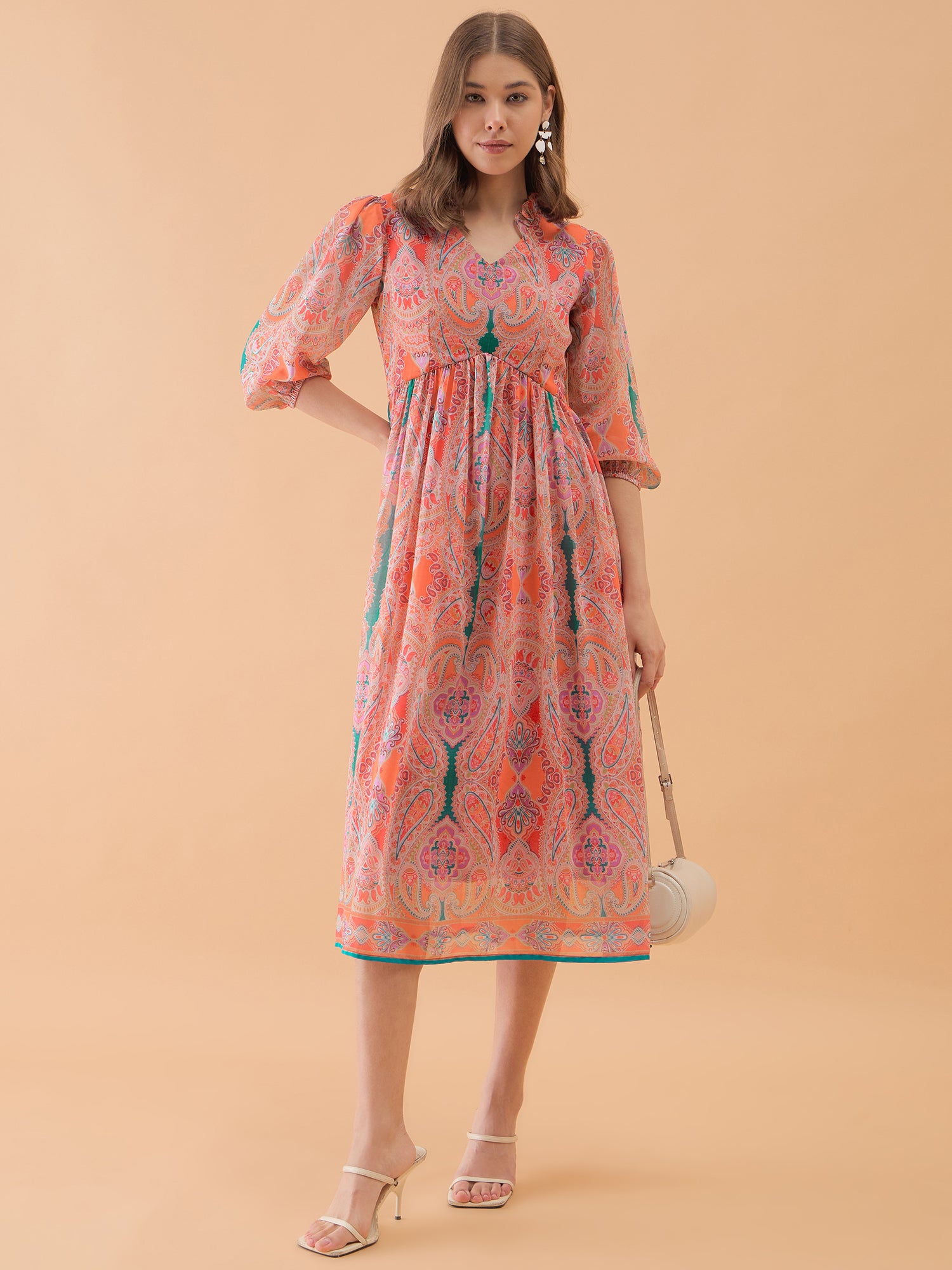 Multicolor Abstract Printed Fit & Flare Dress