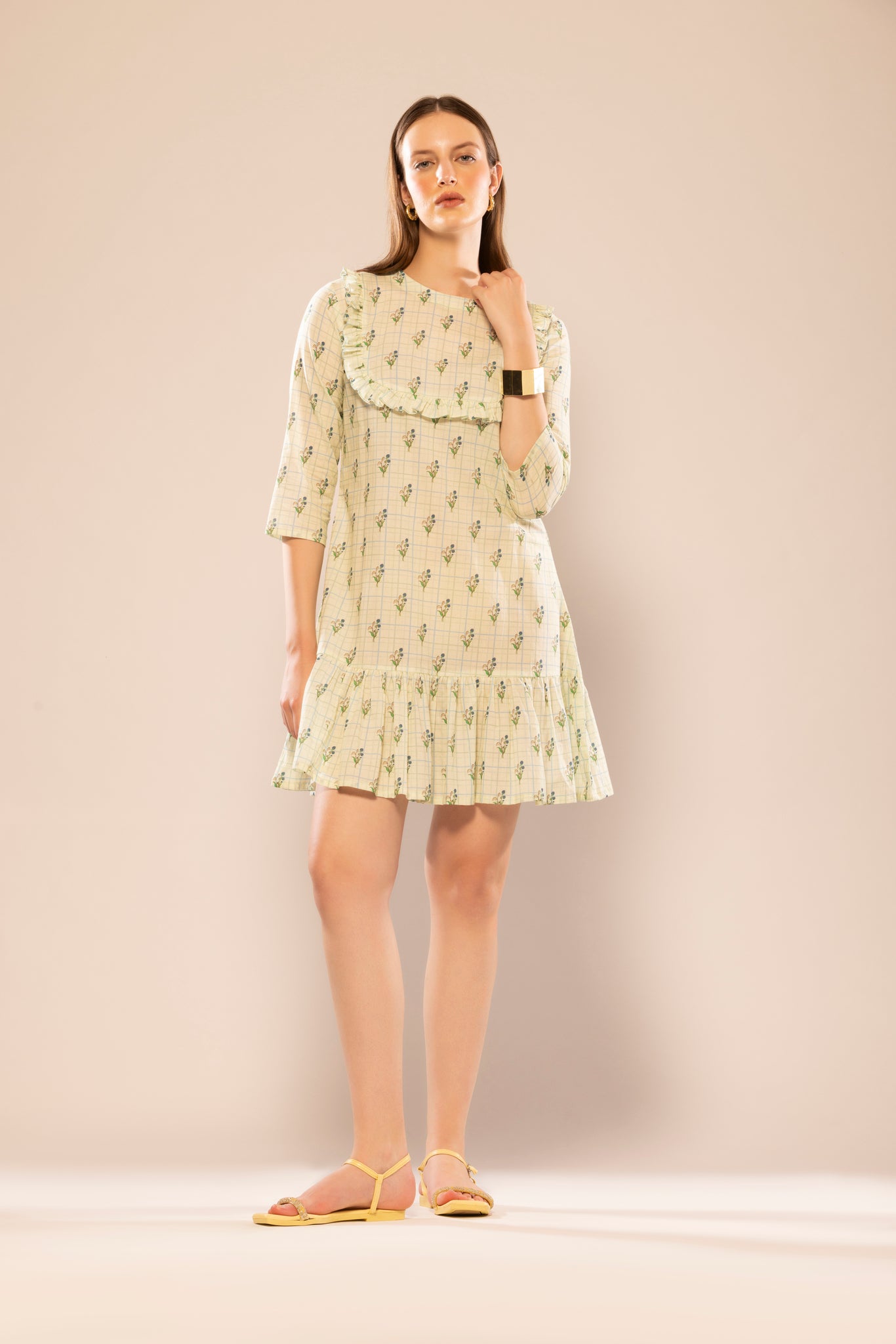 Vintage Mint Green Floral Prairie Dress