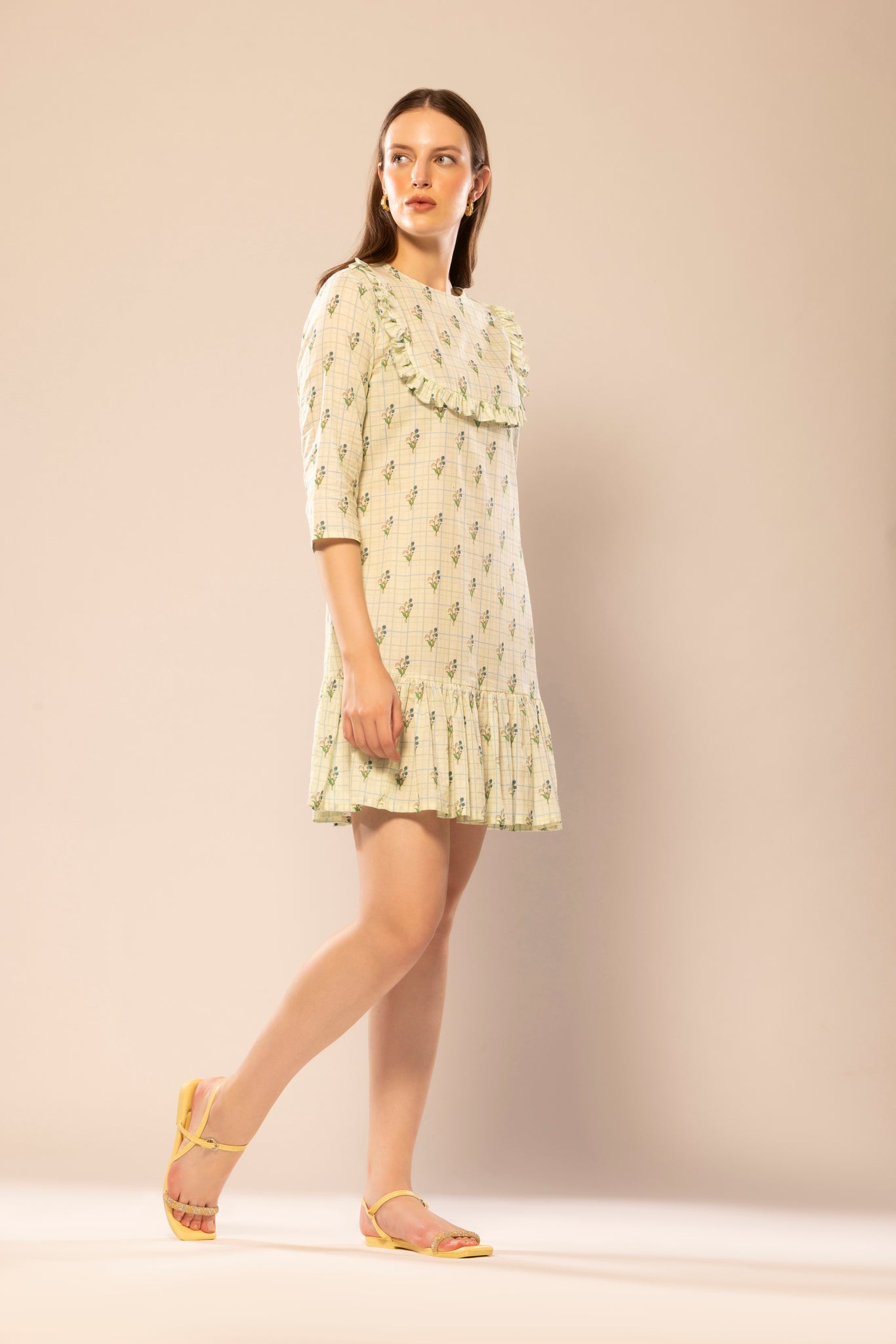 Vintage Mint Green Floral Prairie Dress