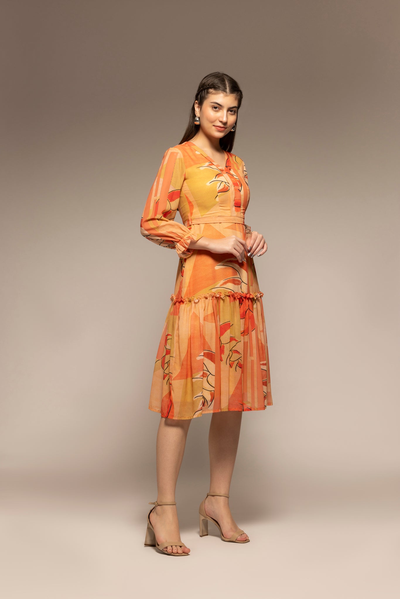 Floral Print Georgette Fit & Flare Dress