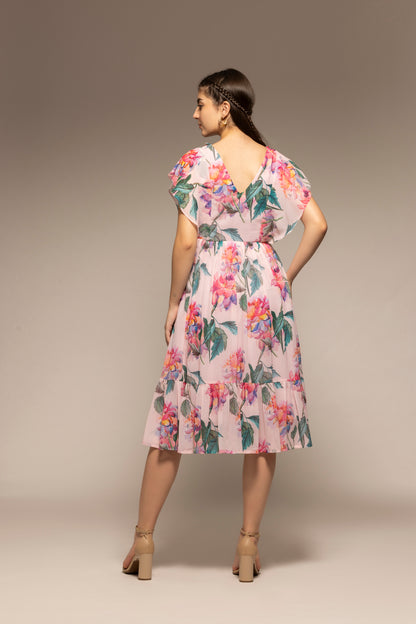 Pink Floral Lantern Printed Dress