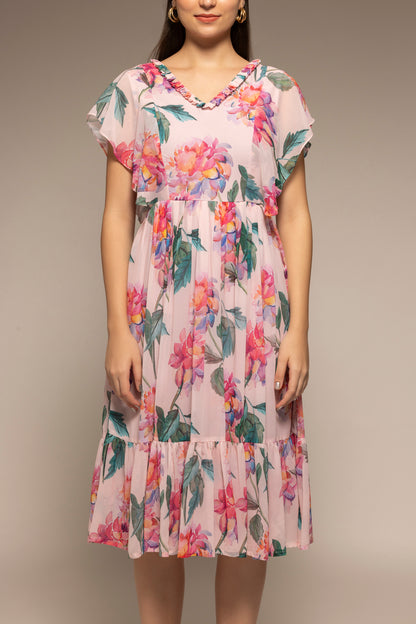 Pink Floral Lantern Printed Dress