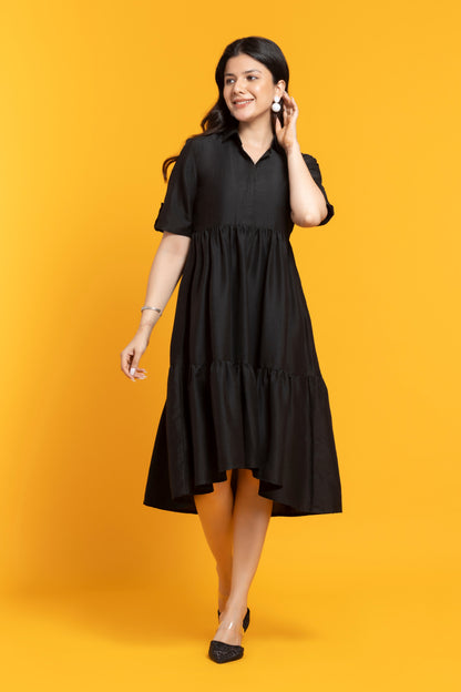 Black Shirt Midi Dress