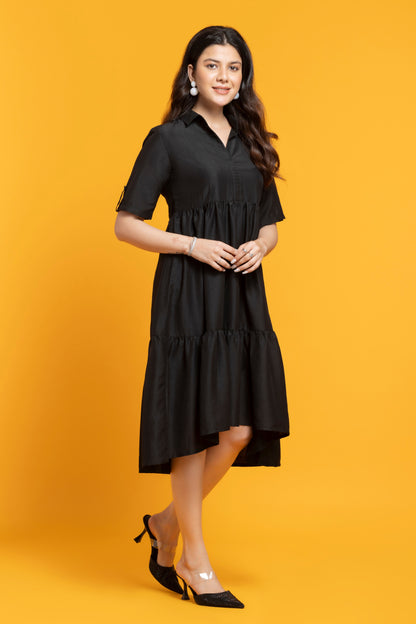 Black Shirt Midi Dress