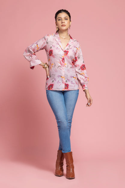 Pink Floral Printed Shirt