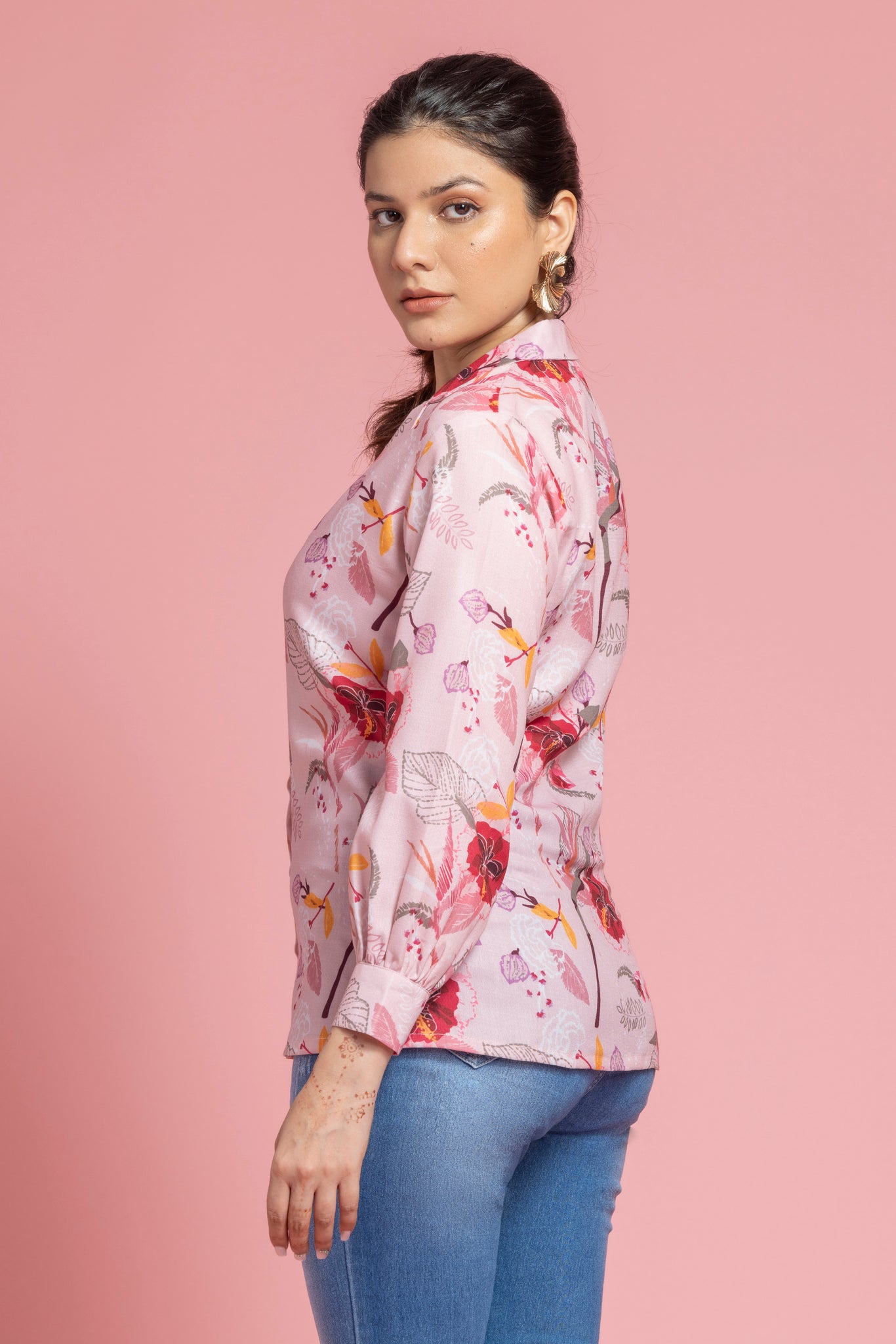 Pink Floral Printed Shirt