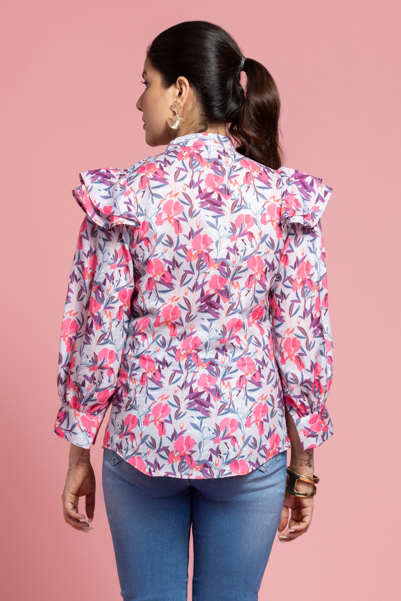 Pink Floral Printed Shirt