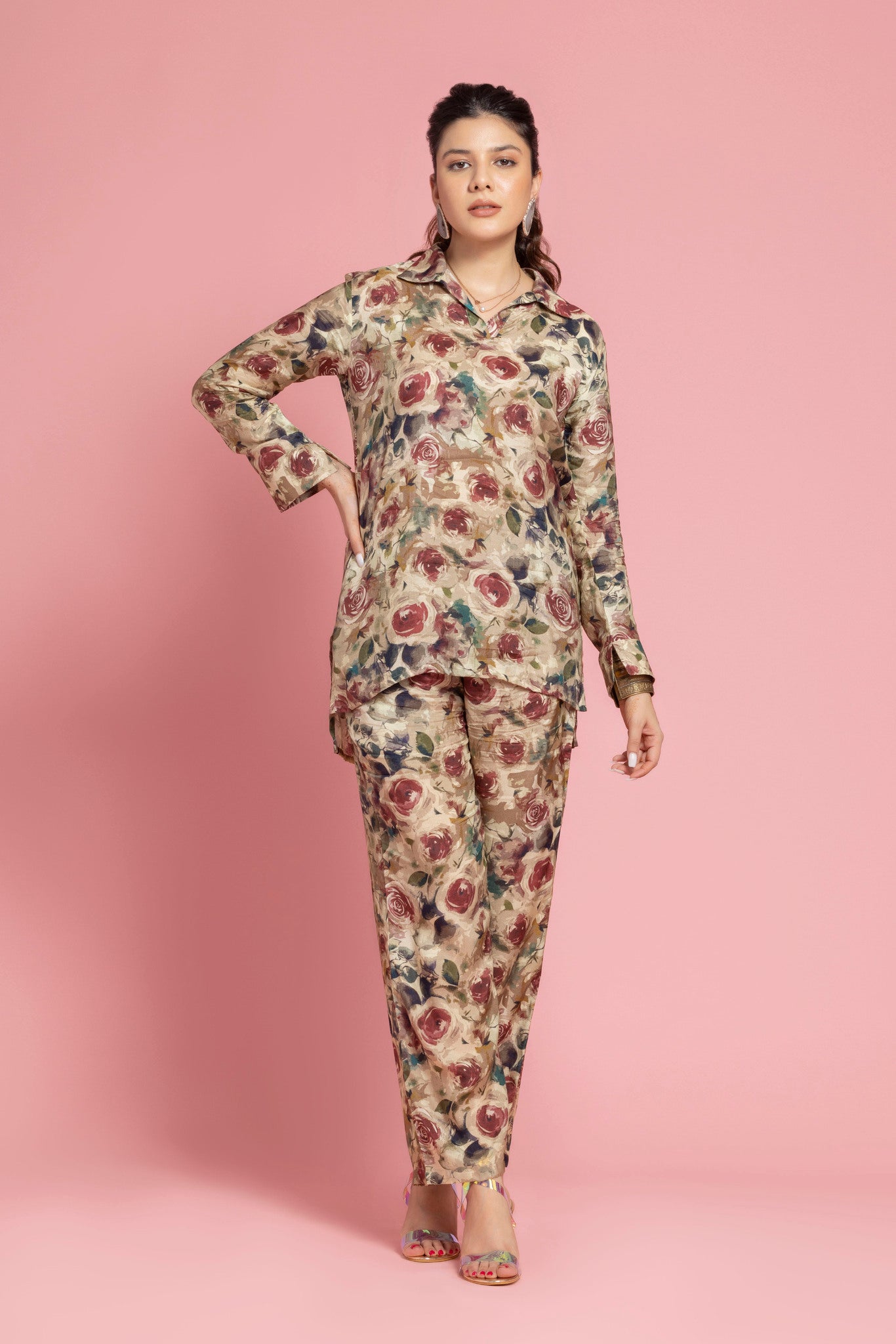 Lemon Yellow Floral Printed Co-ords Set