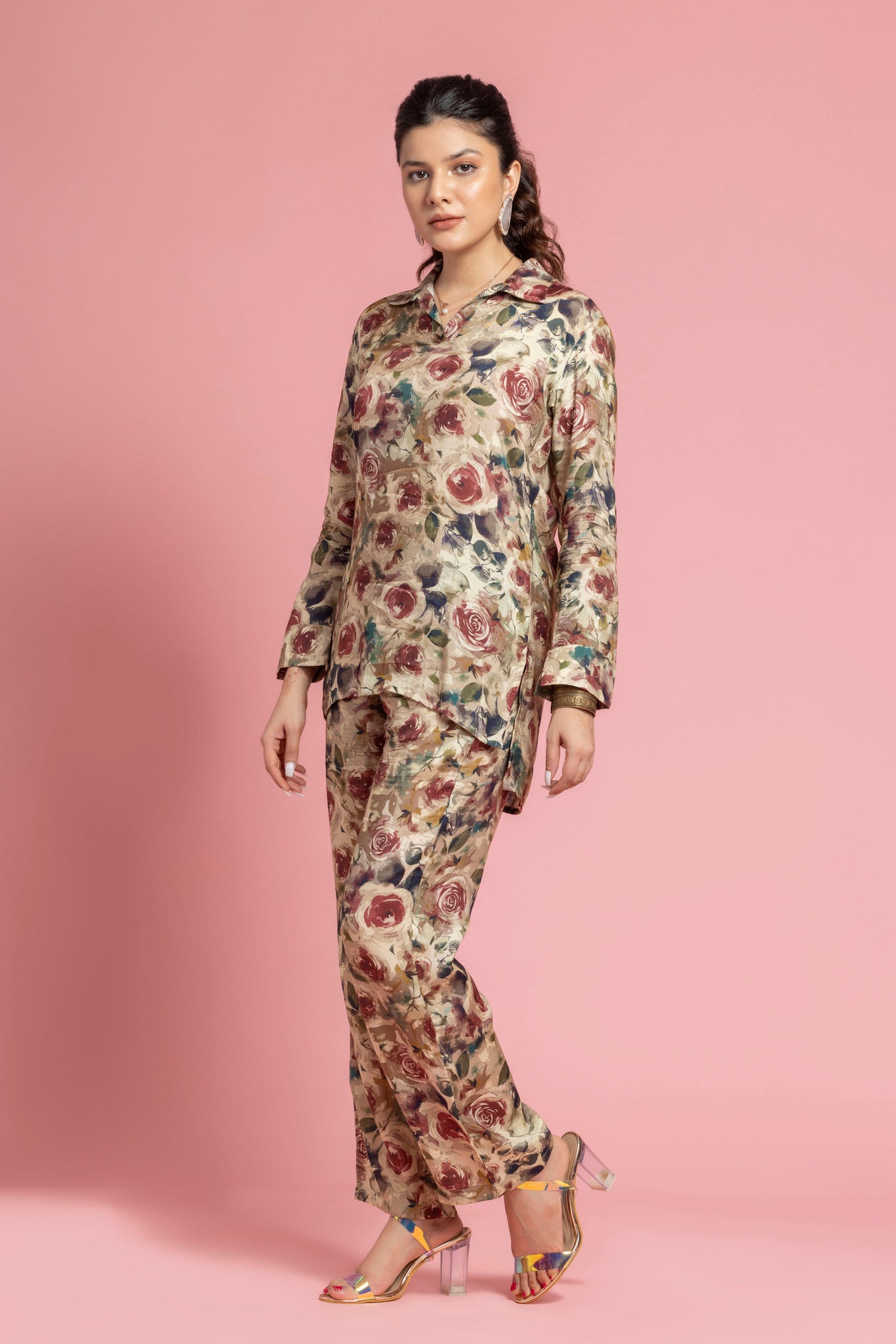 Lemon Yellow Floral Printed Co-ords Set