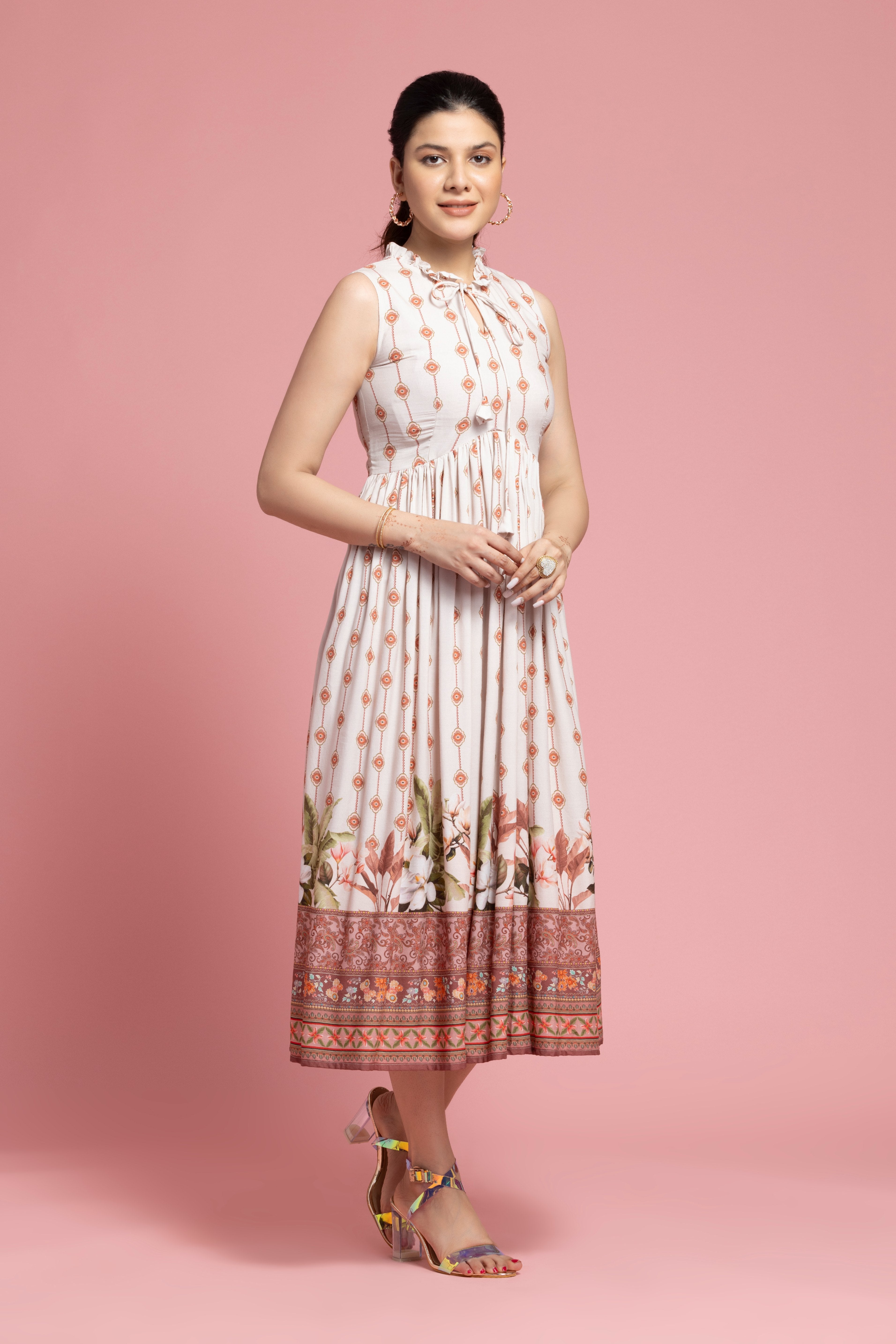 White Printed Maxi Dress