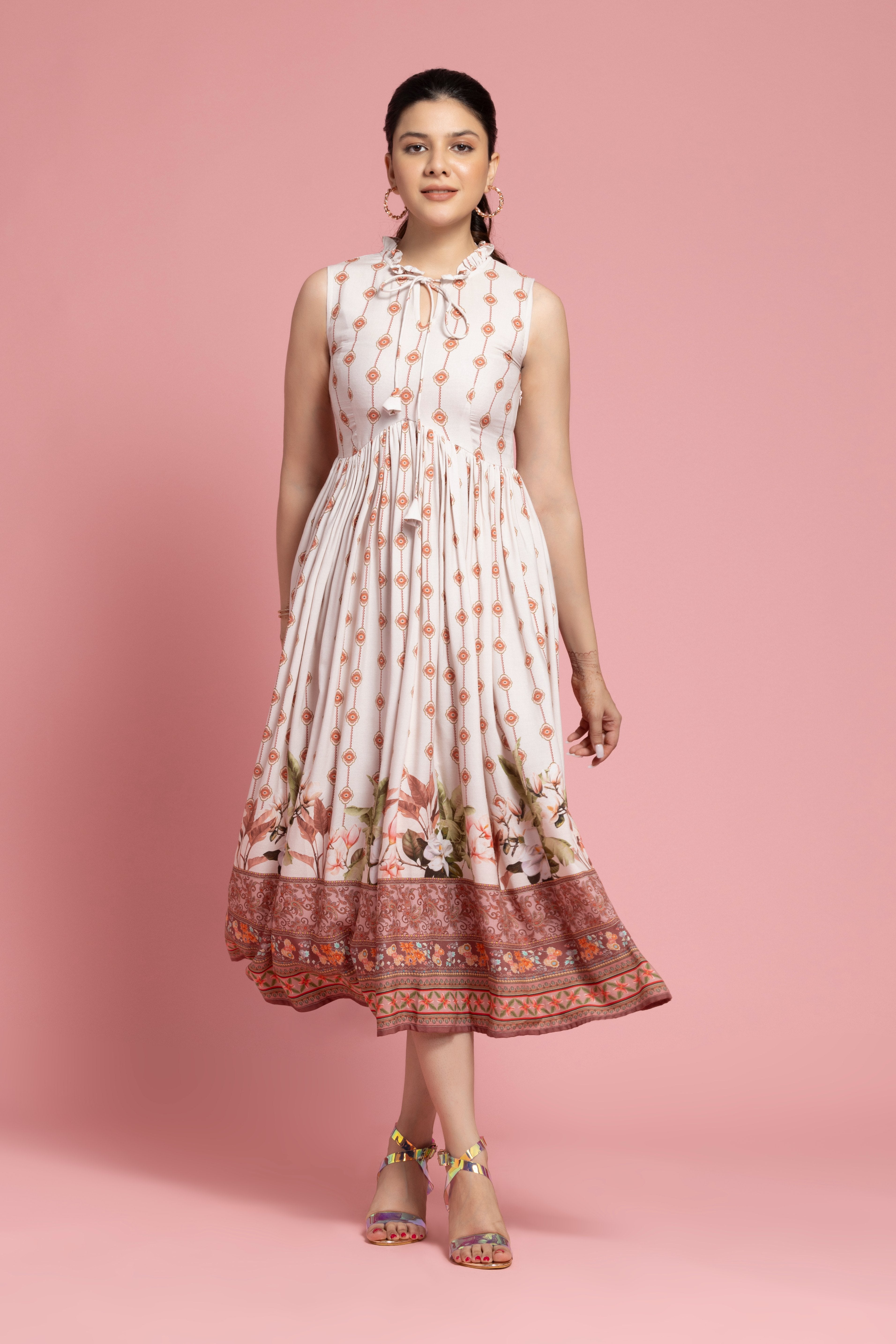 White Printed Maxi Dress