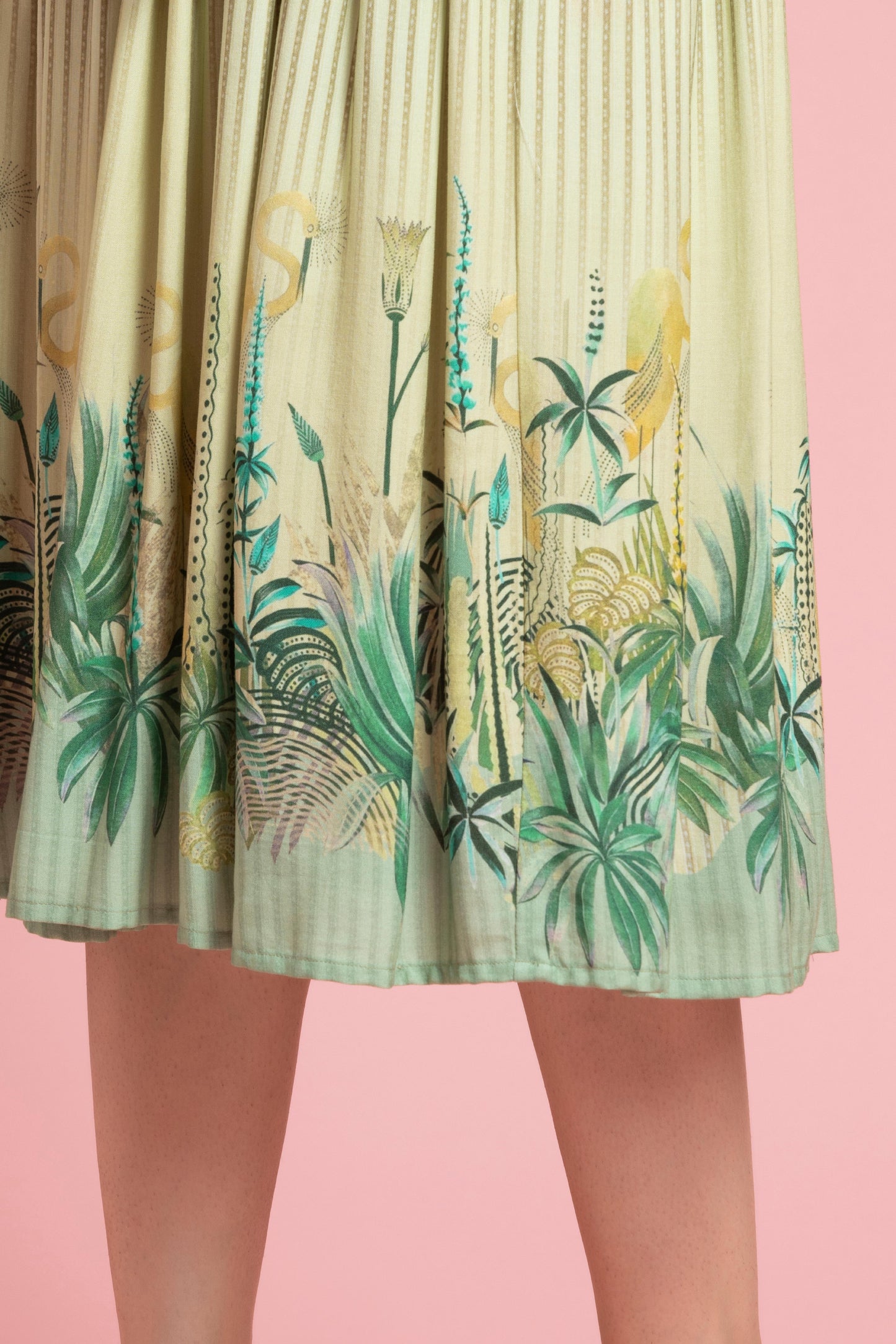 Parrot Green Grass Printed Maxi Dress