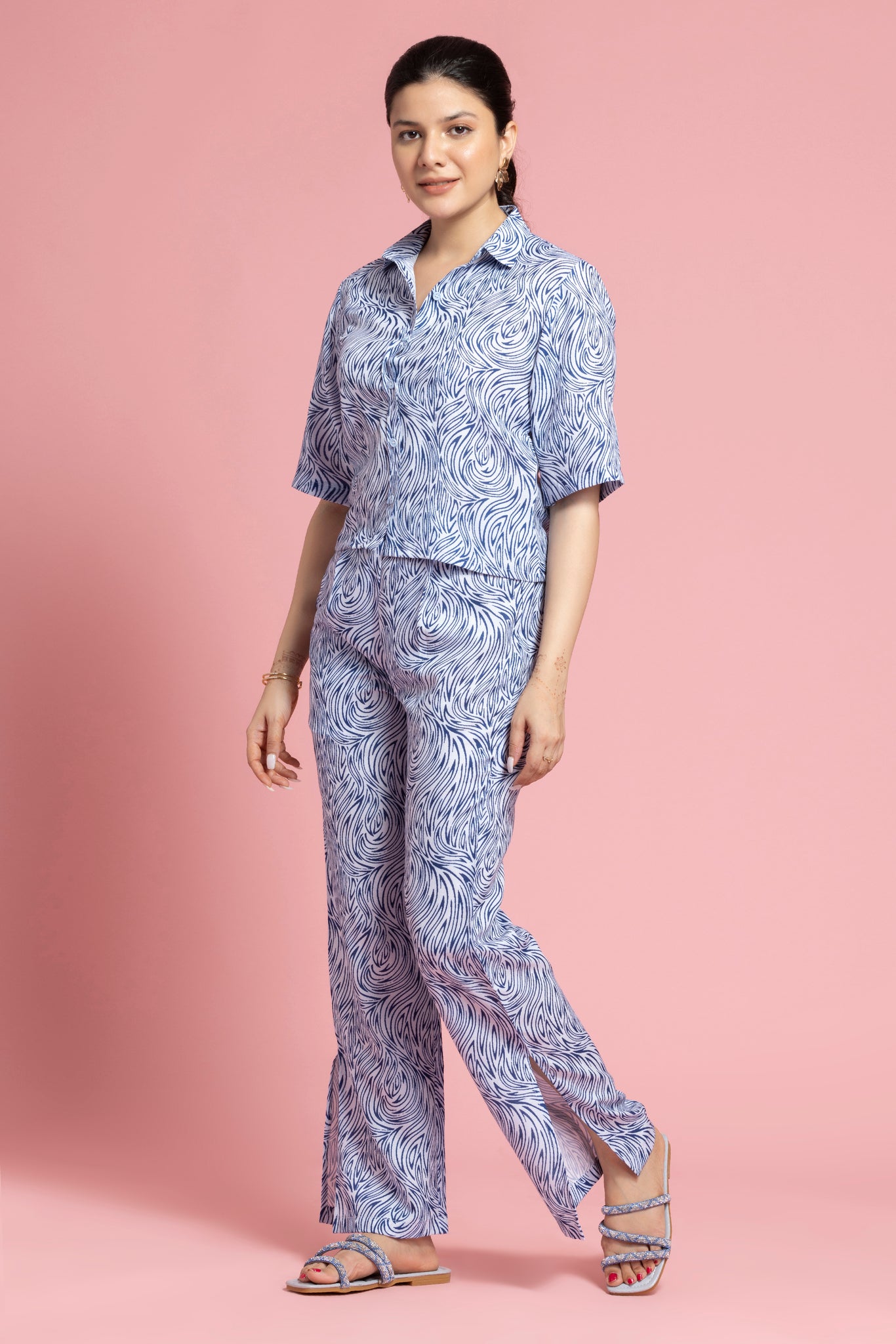 Blue Windy Printed Co-Ords Set