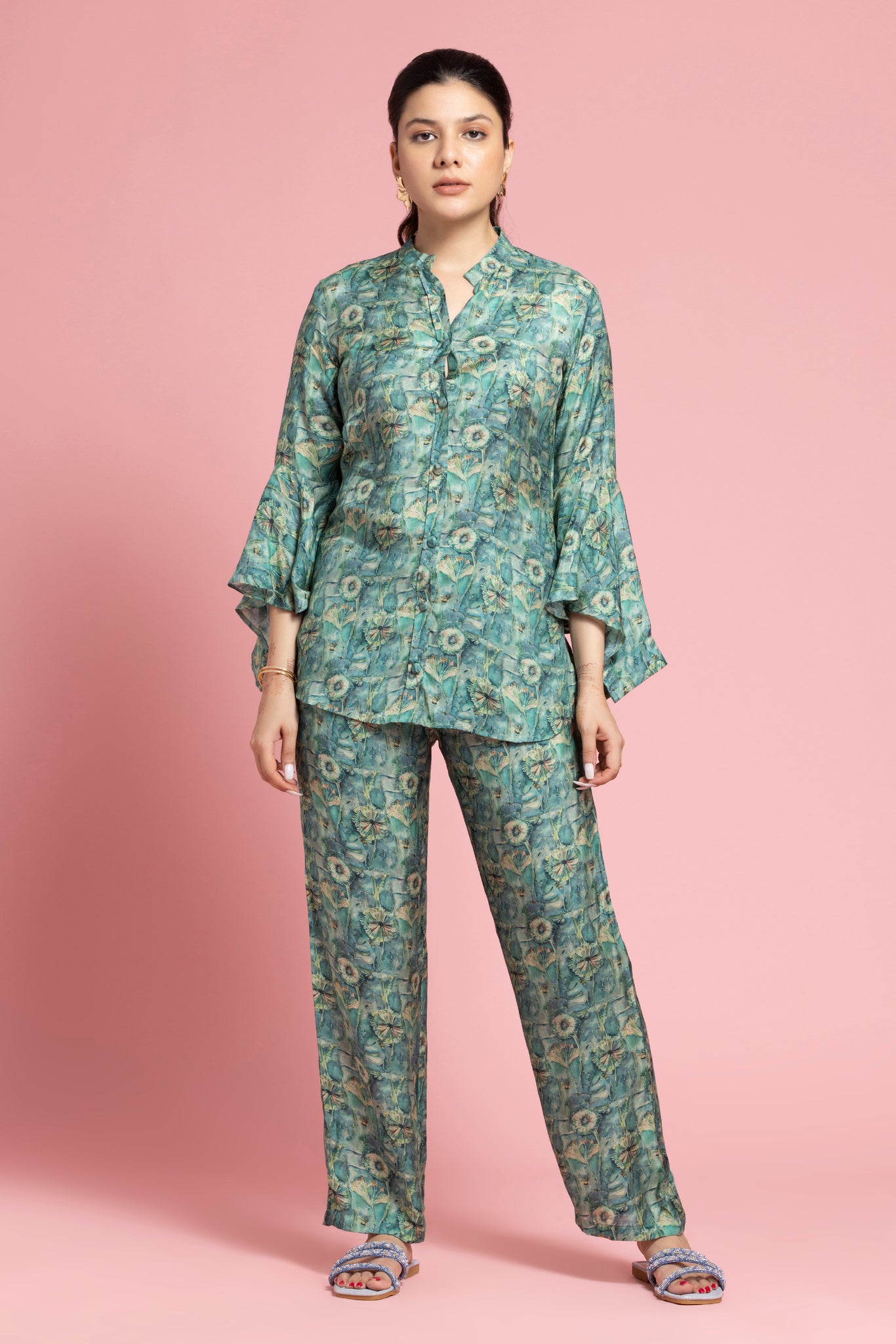 Green Abstract Printed Co-Ords Set