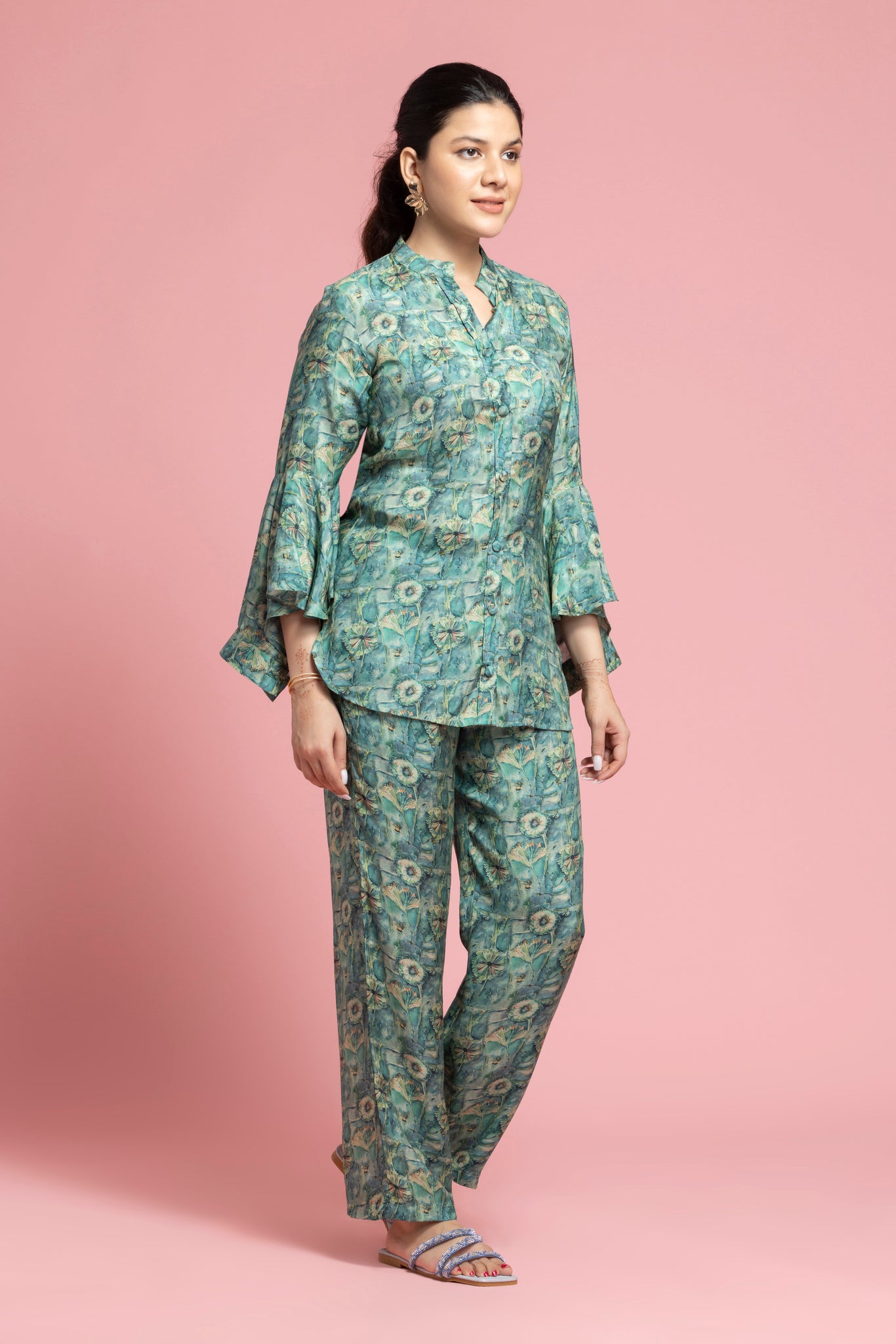 Green Abstract Printed Co-Ords Set