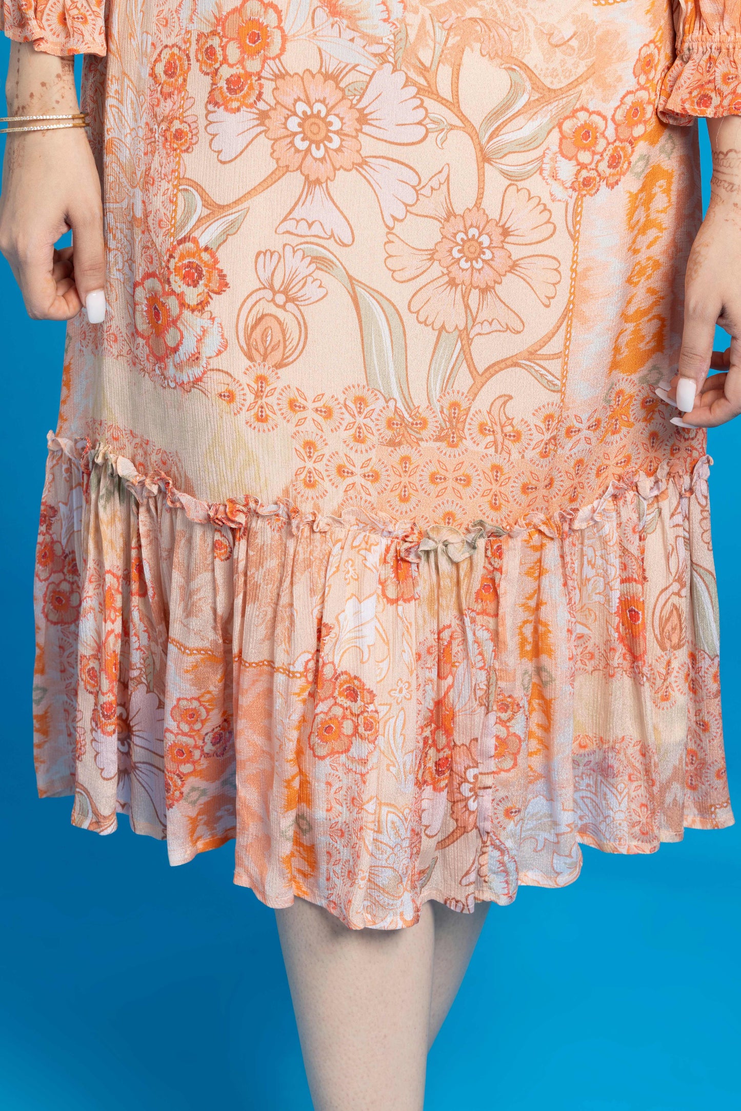 Peach  Printed Maxi Dress