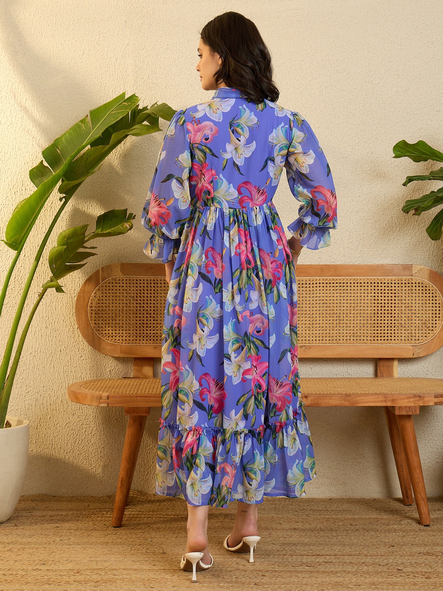 Floral Printed Gown Dress
