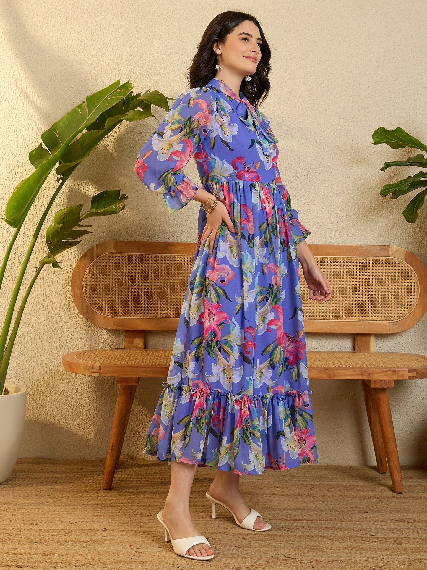 Floral Printed Gown Dress