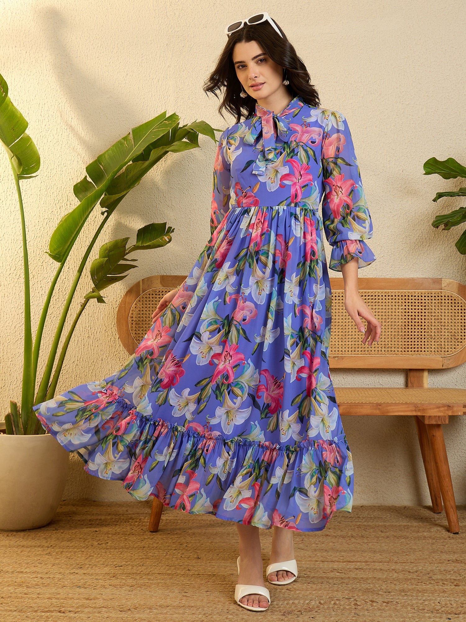 Floral Printed Gown Dress