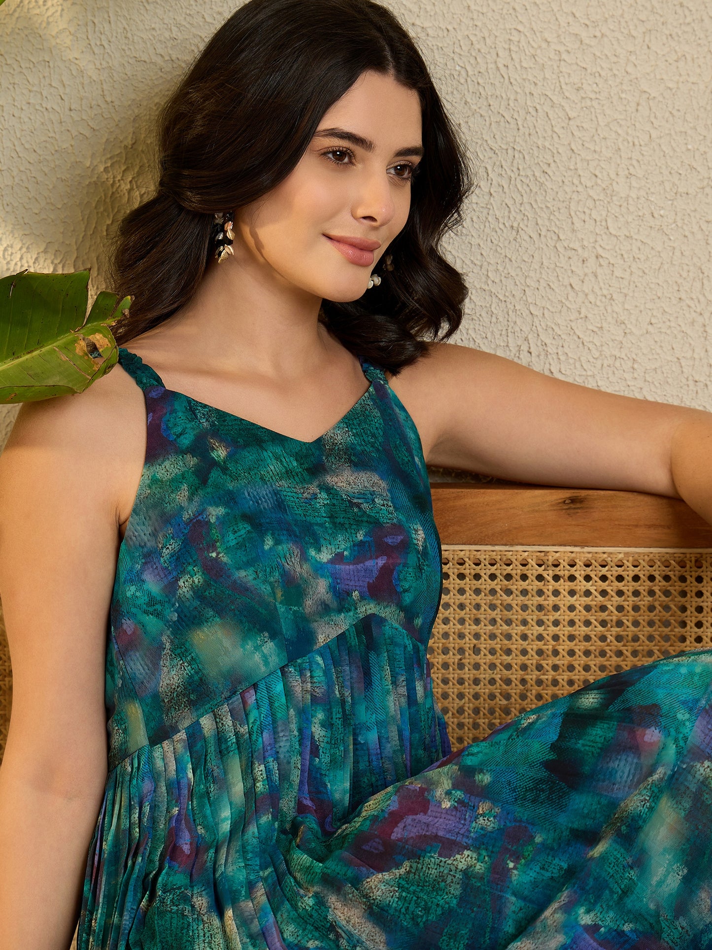 Blue Abstract Crushed Dress