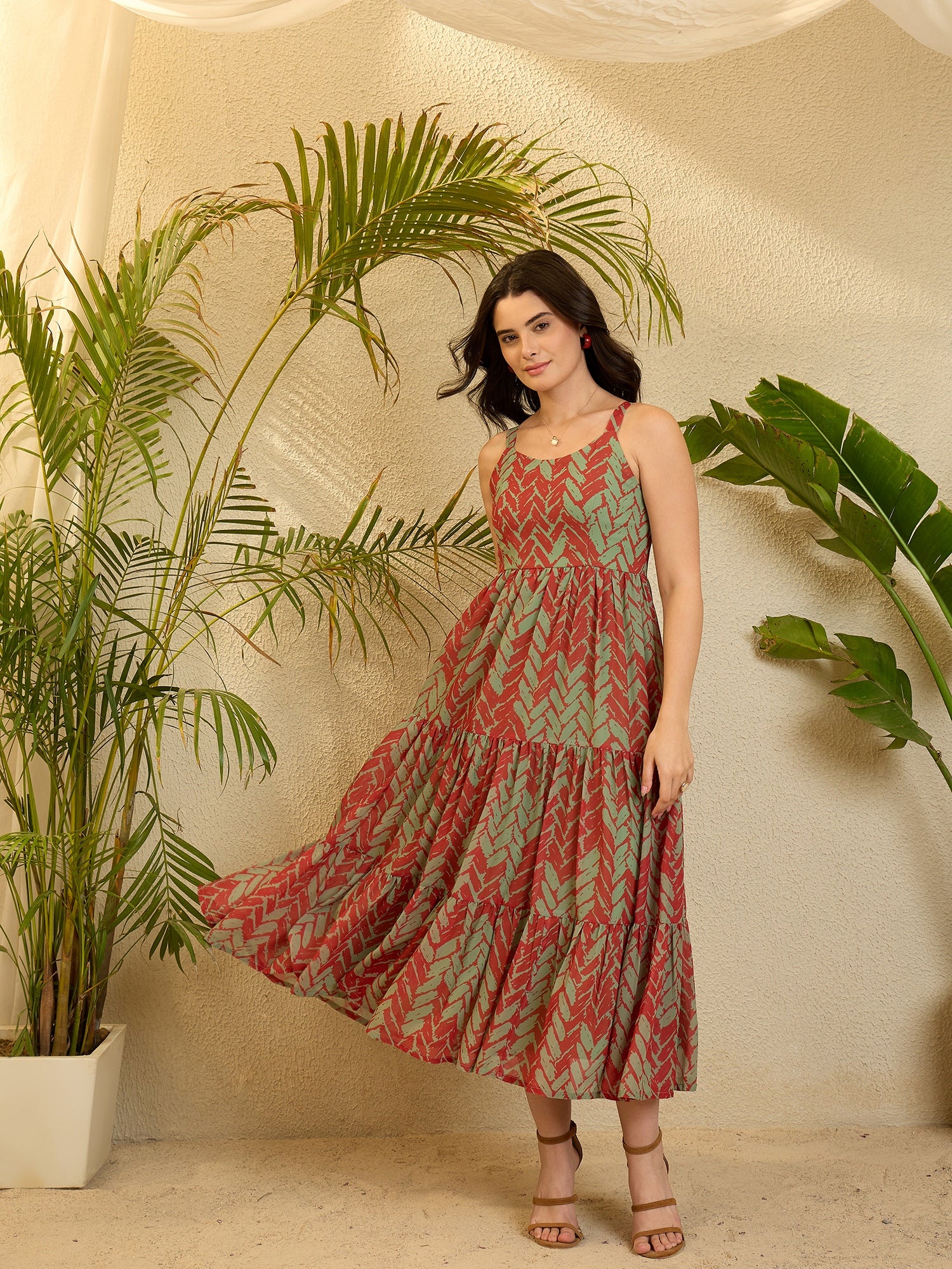 Abstract Printed Georgette Dress