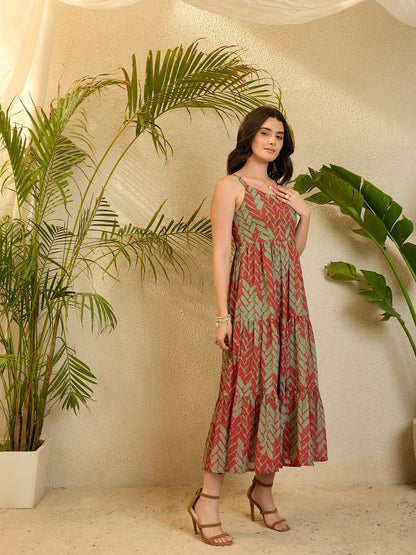 Abstract Printed Georgette Dress