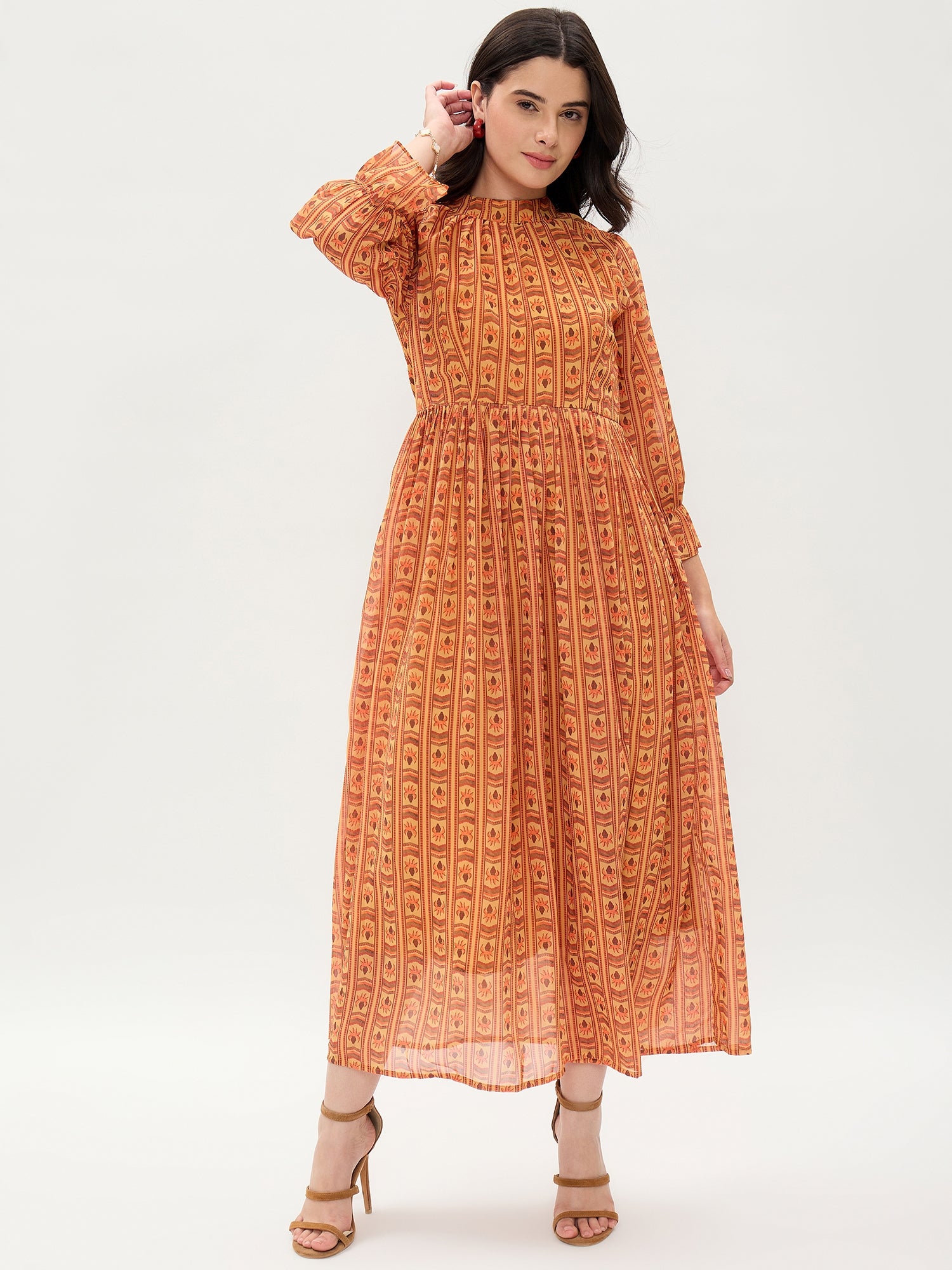 Musterd Printed Georgette Flared Dress