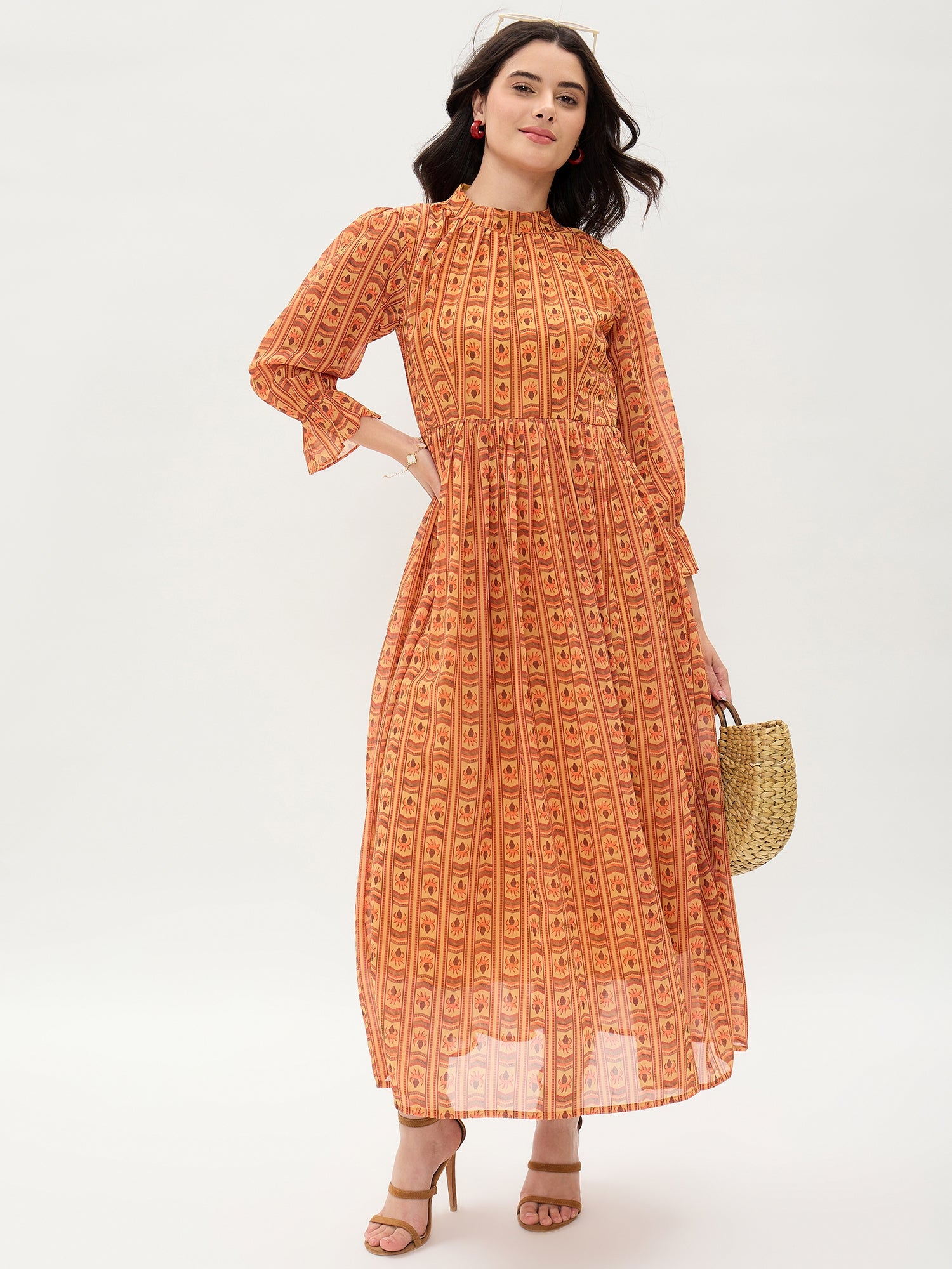 Musterd Printed Georgette Flared Dress