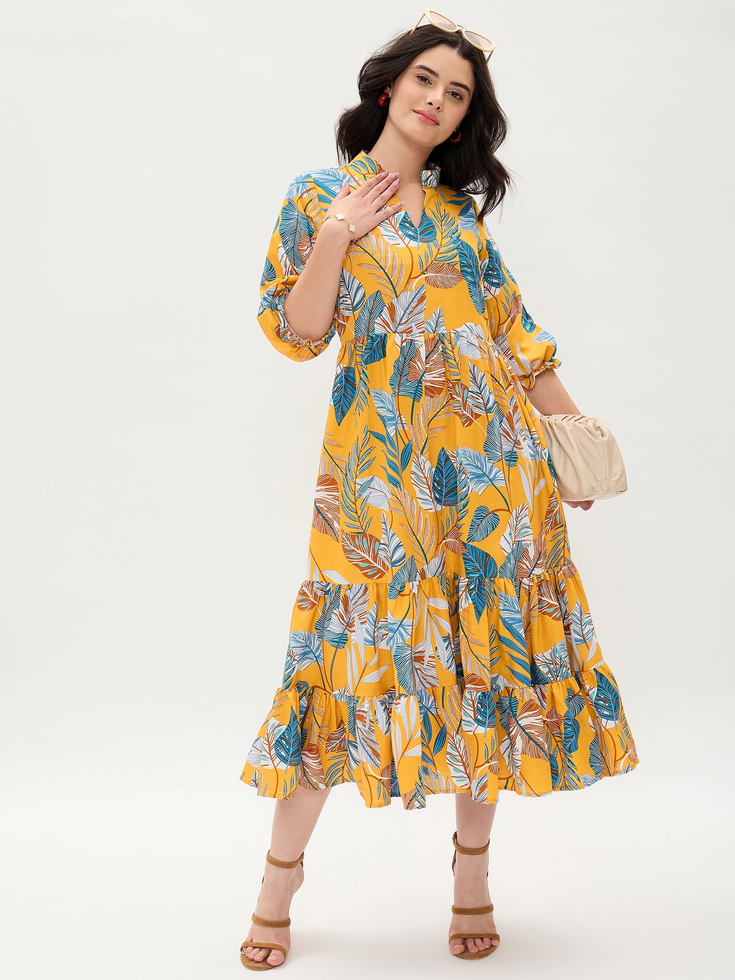 Yellow Frilled Rayon Dress