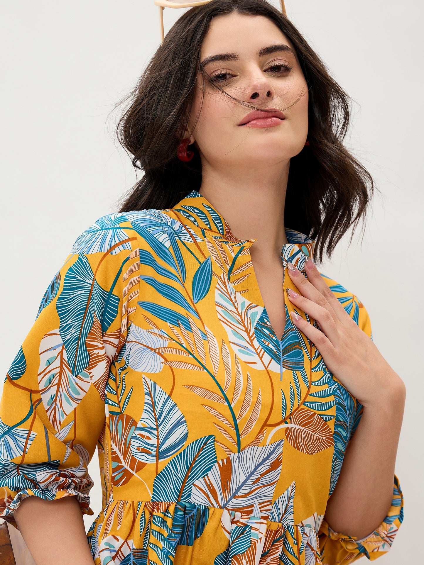 Yellow Frilled Rayon Dress