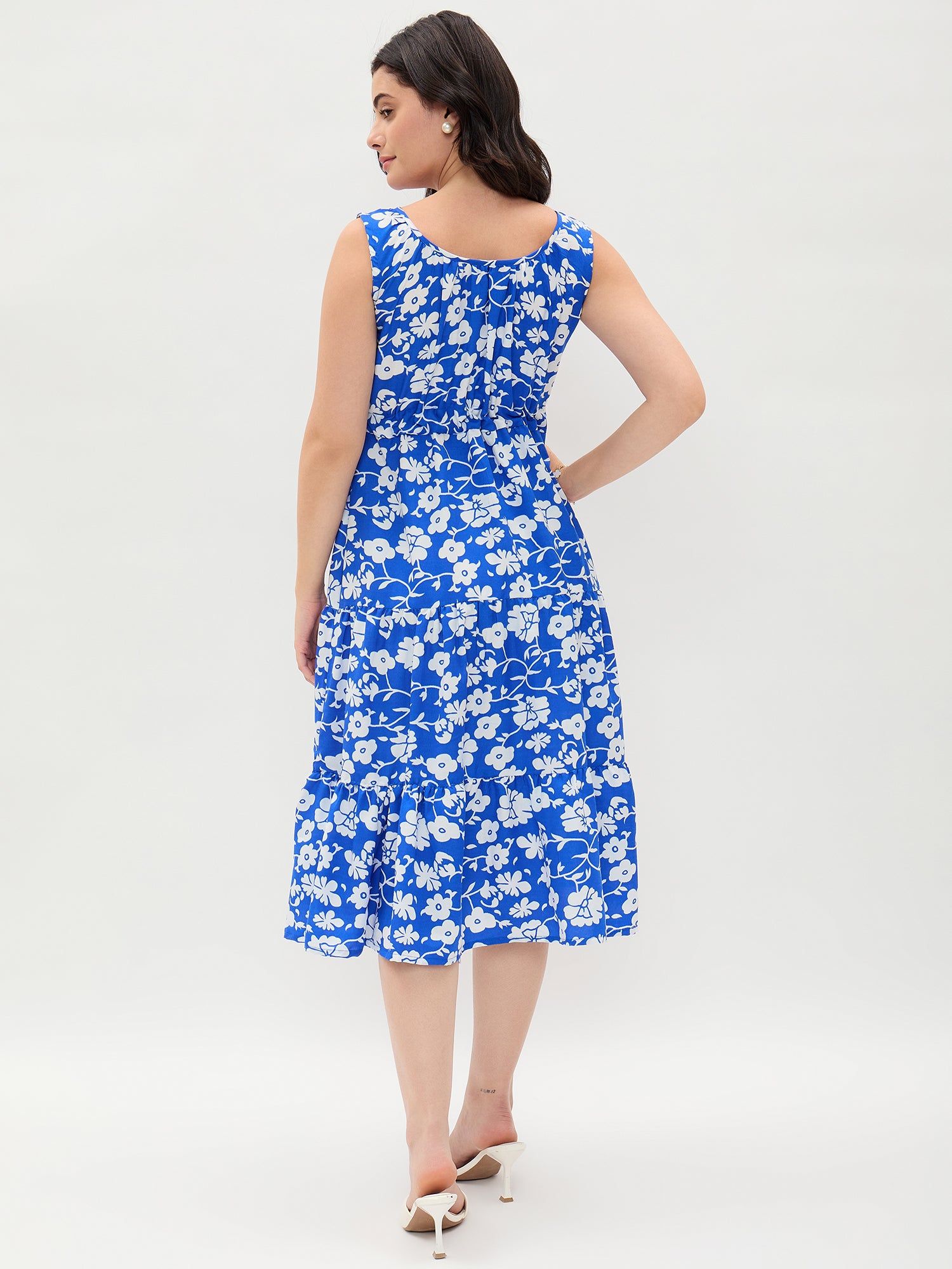 Blue Rayon Sleveeless Dress