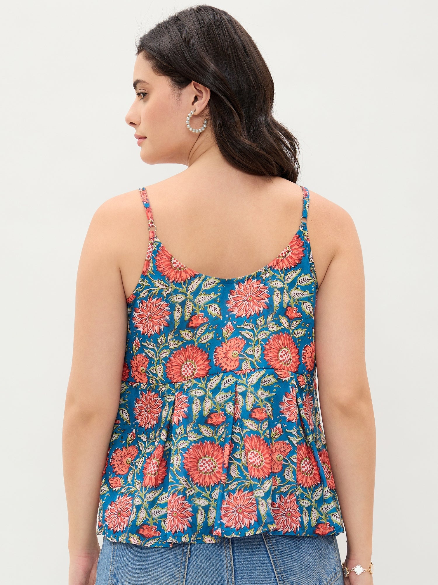 Blue Printed Spaghetti Top