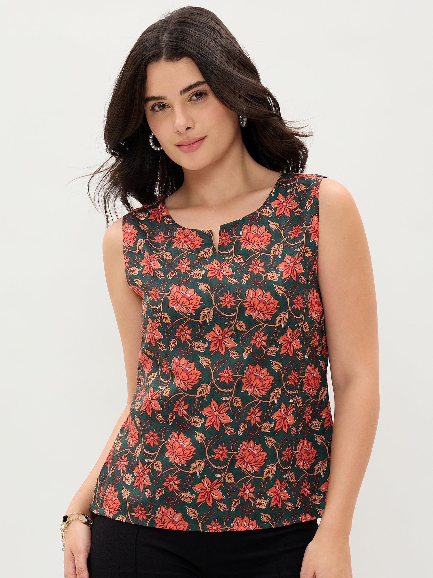 Indie Floral Printed Vest Top