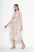 Candy Striped Puff Sleeves Tie-Ups Neck Chiffon Blouson Midi Dress At 49% off Make Your Purchese Fast | Octics