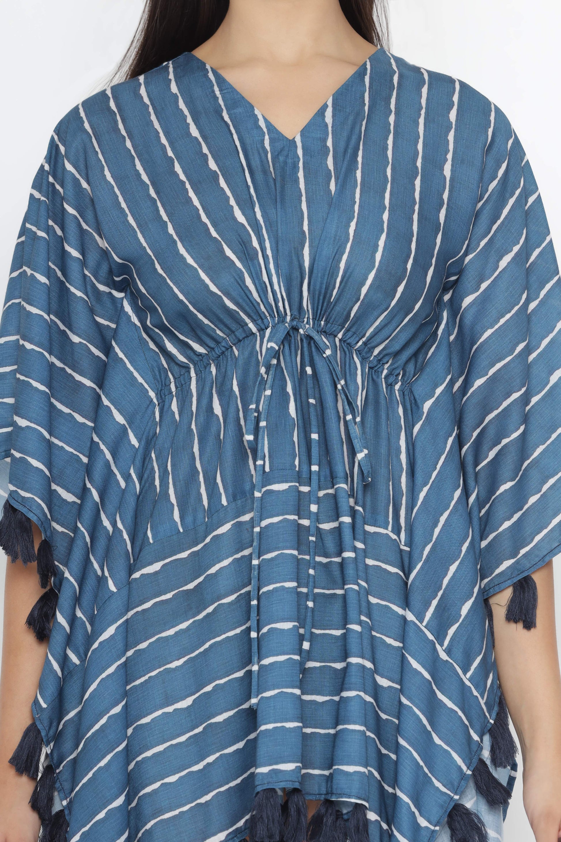 Striped Kimono Sleeves Casual Kaftan Dress  Grab Your Style Now | OCTICS