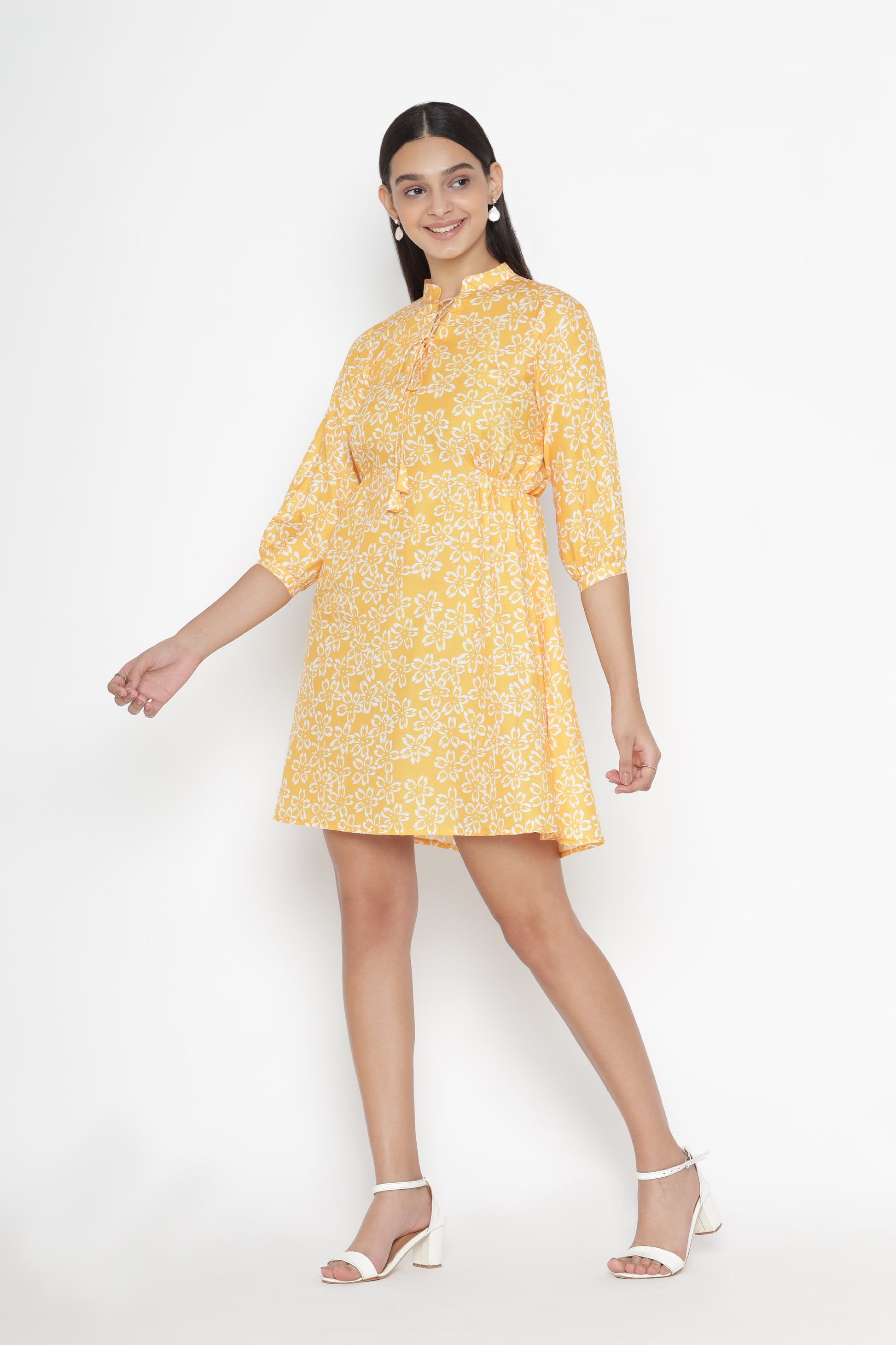 Yellow Floral A-Line Dress | Octics | 50% Off | All sizes| Shop Now. | OCTICS