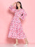 Pink Tie & Dye Printed A-Line Dress | Octics