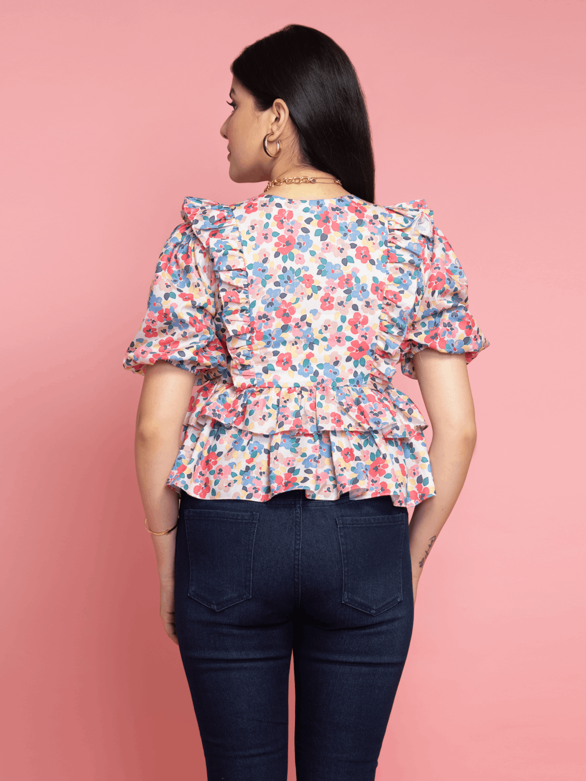 Floral Flared Ruffle Top For Women at Best Price | OCTICS