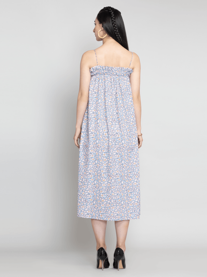 Shop Now Blue Flower Printedf relex Fit Maxi Dress From Octics At Rs 1249 | OCTICS